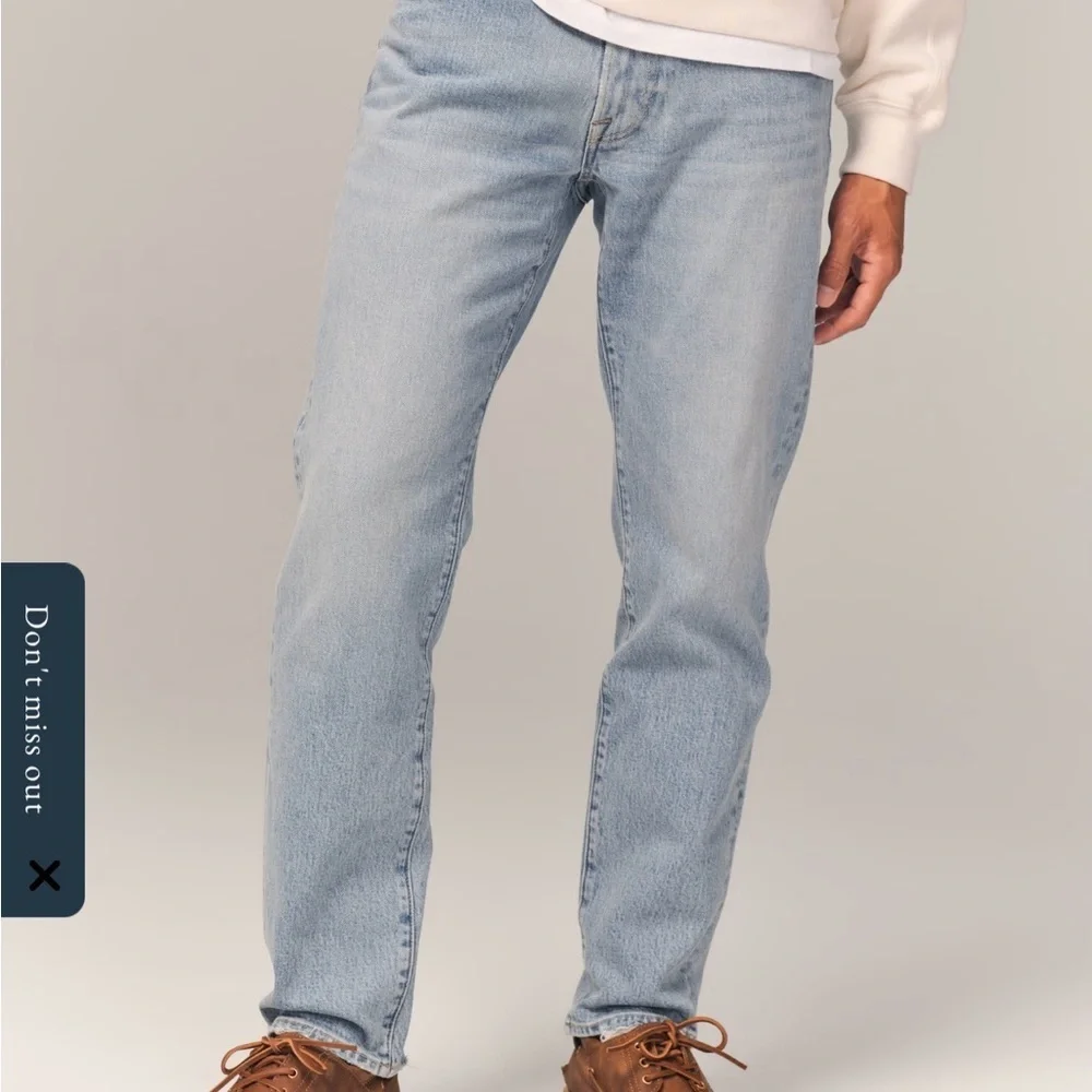 Abercrombie & Fitch Blue Straight-Leg Jeans Timeless Fit